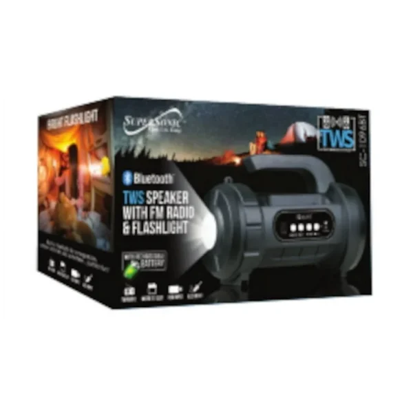 Super Sonic TWS Speaker With FM Radio & amp; Flashlight - Image 4